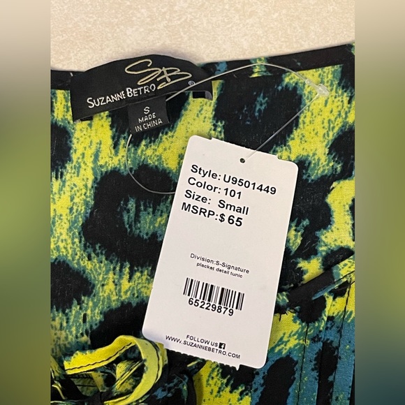 Suzanne Betro Women’s Animal Print Long Sleeves Tunic Size S NWT - Picture 8 of 11